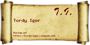Tordy Igor névjegykártya